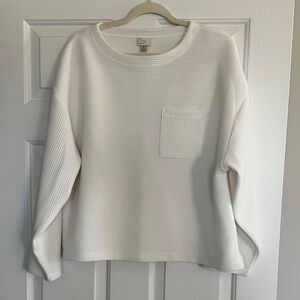 a new day White Ribbed Crewneck Top